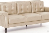 Minkšta sofa Nr128 kreminė naturali oda